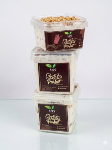Exotic Parfait with coconut shavings